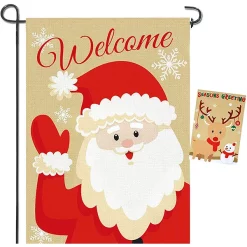 Joyin 2pcs Welcome Burlap Christmas House Flags