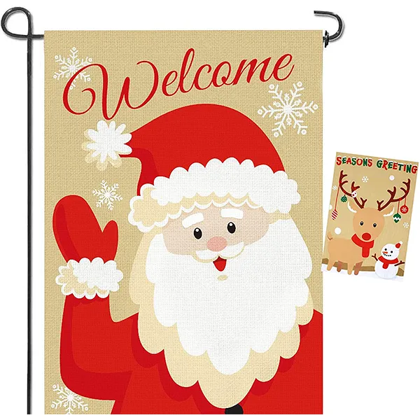 Joyin 2pcs Welcome Burlap Christmas House Flags 3 Joyin 2pcs Welcome Burlap Christmas House Flags