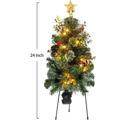 Joiedomi 2pcs Prelit Christmas Tree Pathway Lights 24in -Christmas Ornaments Sales Store 2Pcs Christmas Prelit Pathway Tree 24in 2 1