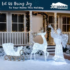 Joiedomi 2pcs 180 LED White Lighted Reindeer And Sleigh 12 Joiedomi 2pcs 180 LED White Lighted Reindeer And Sleigh -Christmas Ornaments Sales Store 2Pcs Cotton Christmas Reindeers Sleigh White Yard Lights 5 600x600 1