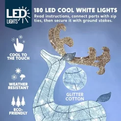 Joiedomi 2pcs 180 LED White Lighted Reindeer And Sleigh 10 Joiedomi 2pcs 180 LED White Lighted Reindeer And Sleigh -Christmas Ornaments Sales Store 2Pcs Cotton Christmas Reindeers Sleigh White Yard Lights 6 600x600 1