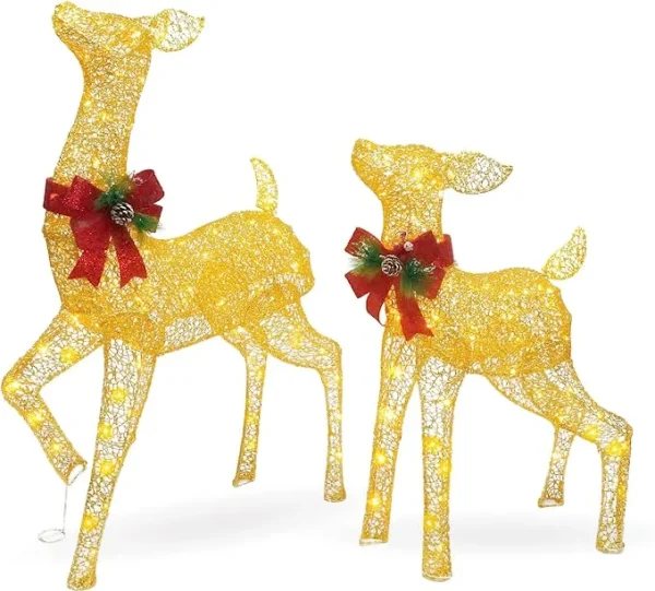 Joiedomi 2pcs 130 LED Fabric Doe And Fawn Christmas Lights 4 Joiedomi 2pcs 130 LED Fabric Doe And Fawn Christmas Lights - Image 2