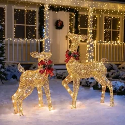 Joiedomi 2pcs 130 LED Fabric Doe And Fawn Christmas Lights 10 Joiedomi 2pcs 130 LED Fabric Doe And Fawn Christmas Lights -Christmas Ornaments Sales Store 2Pcs Fabric 4ft Doe and 3ft Fawn Gold 2 600x600 1