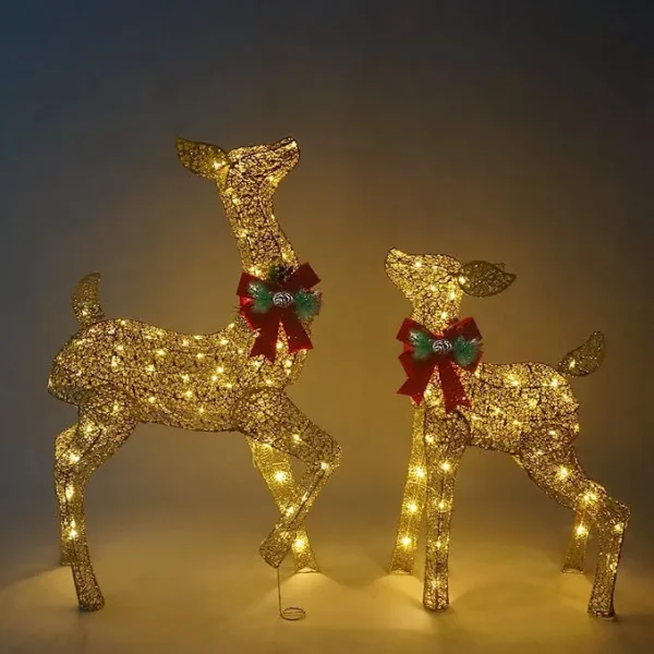 Joiedomi 2pcs 130 LED Fabric Doe And Fawn Christmas Lights 6 Joiedomi 2pcs 130 LED Fabric Doe And Fawn Christmas Lights - Image 4