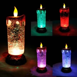 Joyin 2pcs Flameless Led Candles With Glitter Swirls