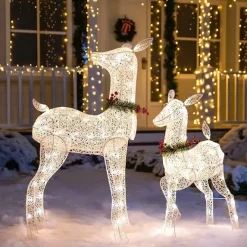 Joiedomi 2pcs 130 LED Fabric Light Up Doe And Fawn -Christmas Ornaments Sales Store 2Pcs LED Yard Lights Fabric 4ft Doe and 3ft Fawn White 2 600x600 1