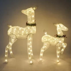 Joiedomi 2pcs 130 LED Fabric Light Up Doe And Fawn -Christmas Ornaments Sales Store 2Pcs LED Yard Lights Fabric 4ft Doe and 3ft Fawn White 3 600x600 1