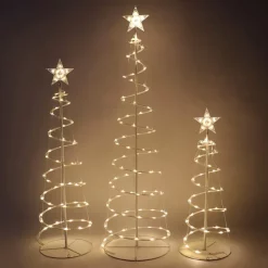 Joiedomi 3pcs Outdoor Spiral Christmas Tree Warm White Lights