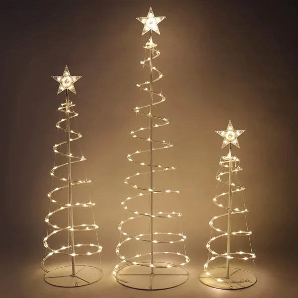 Joiedomi 3pcs Outdoor Spiral Christmas Tree Warm White Lights 3 Joiedomi 3pcs Outdoor Spiral Christmas Tree Warm White Lights