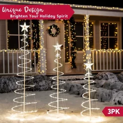 Joiedomi 3pcs Outdoor Spiral Christmas Tree Warm White Lights 11 Joiedomi 3pcs Outdoor Spiral Christmas Tree Warm White Lights -Christmas Ornaments Sales Store 3 Packs Lighted Spiral Christmas Tree Set 4 result 600x600 1