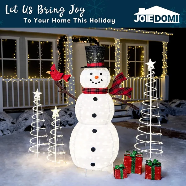 Joiedomi 3pcs Outdoor Spiral Christmas Tree Warm White Lights 7 Joiedomi 3pcs Outdoor Spiral Christmas Tree Warm White Lights - Image 5