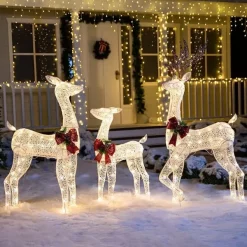 Joiedomi 3pcs LED Christmas Reindeer Decorations