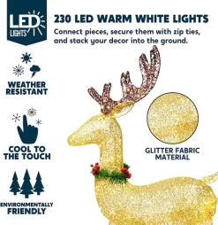 Joiedomi 3Pcs Christmas Yard Lights 5ft Buck, 4ft Doe, 3ft Fawn With Wreath -Christmas Ornaments Sales Store 3 Pcs LED Yard Lights Fabric 5ft Buck 4ft Doe and 3ft Fawn with Wreath Gold 4 600x618 1