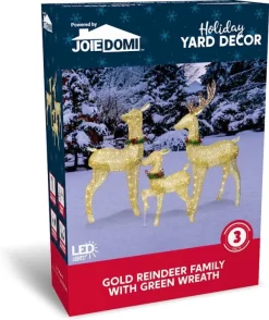 Joiedomi 3Pcs Christmas Yard Lights 5ft Buck, 4ft Doe, 3ft Fawn With Wreath -Christmas Ornaments Sales Store 3 Pcs LED Yard Lights Fabric 5ft Buck 4ft Doe and 3ft Fawn with Wreath Gold 5 600x713 1