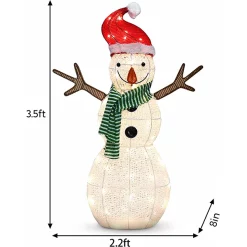 Joiedomi 80 LED Cotton Snowman With Christmas Hat 3.5ft -Christmas Ornaments Sales Store 3.5ft Snowman with Christmas Hat Yard Lights 2