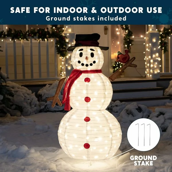 Joiedomi 160 LED 3D Collapsible Snowman Yard Decoration Lighted 4 Joiedomi 160 LED 3D Collapsible Snowman Yard Decoration Lighted - Image 2