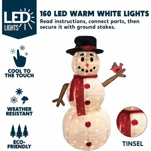 Joiedomi 160 LED 3D Collapsible Snowman Yard Decoration Lighted 5 Joiedomi 160 LED 3D Collapsible Snowman Yard Decoration Lighted - Image 3