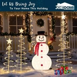 Joiedomi 160 LED 3D Collapsible Snowman Yard Decoration Lighted 12 Joiedomi 160 LED 3D Collapsible Snowman Yard Decoration Lighted -Christmas Ornaments Sales Store 3.8ft LED Yard Lights Collapsible Snowman with Top Hat 6 600x600 1