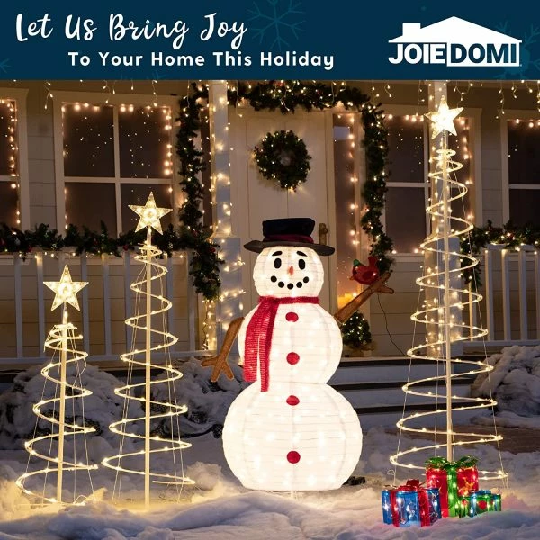 Joiedomi 160 LED 3D Collapsible Snowman Yard Decoration Lighted 7 Joiedomi 160 LED 3D Collapsible Snowman Yard Decoration Lighted - Image 5