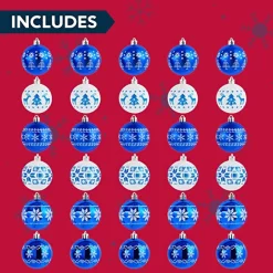 Joiedomi 30pcs Blue And White Christmas Ball Ornaments -Christmas Ornaments Sales Store 30Pcs 6CM Assorted Design Christmas Ornaments BlueWhite 1