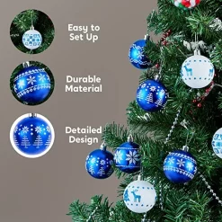 Joiedomi 30pcs Blue And White Christmas Ball Ornaments -Christmas Ornaments Sales Store 30Pcs 6CM Assorted Design Christmas Ornaments BlueWhite 2