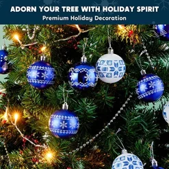 Joiedomi 30pcs Blue And White Christmas Ball Ornaments -Christmas Ornaments Sales Store 30Pcs 6CM Assorted Design Christmas Ornaments BlueWhite 3