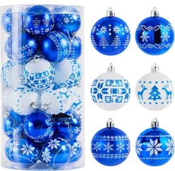 Joiedomi 30pcs Blue And White Christmas Ball Ornaments