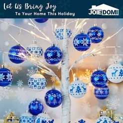 Joiedomi 30pcs Blue And White Christmas Ball Ornaments -Christmas Ornaments Sales Store 30Pcs 6CM Assorted Design Christmas Ornaments BlueWhite 6