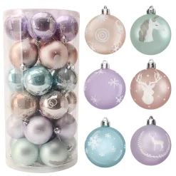 Joiedomi 30pcs Pink And Purple Christmas Ornaments 2.36in