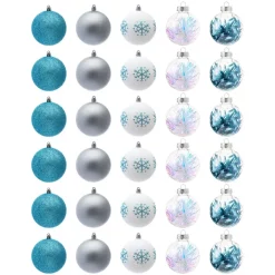 Joiedomi 30pcs Blue, White And Silver Christmas Ball Ornaments 11 Joiedomi 30pcs Blue, White And Silver Christmas Ball Ornaments -Christmas Ornaments Sales Store 30Pcs Assorted Style Ball Ornaments Blue White Silver 3 3 result 600x600 1