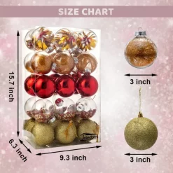 Joiedomi 30pcs Red And Gold Silver Christmas Ball Ornaments -Christmas Ornaments Sales Store 30Pcs Assorted Style Ball Ornaments Red Gold 3 2 result 600x600 1