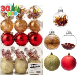 Joiedomi 30pcs Red And Gold Silver Christmas Ball Ornaments -Christmas Ornaments Sales Store 30Pcs Assorted Style Ball Ornaments Red Gold 3 2 结果 600x600 1
