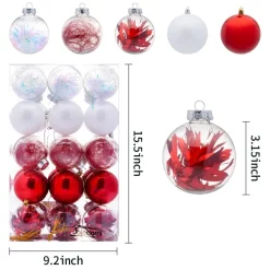 Joiedomi 30pcs Red And White Christmas Ball Ornaments -Christmas Ornaments Sales Store 30Pcs Assorted Style Ball Ornaments Red White 3 3 result 600x600 1