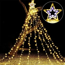 Joiedomi 345 LED 8 Lighting Modes Waterfall Lights Warm White 16.4ft