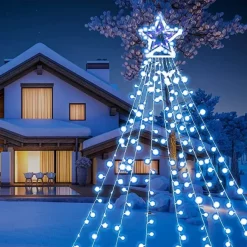 Joiedomi 345 LED 8 Lighting Modes Waterfall Lights White 16.4ft