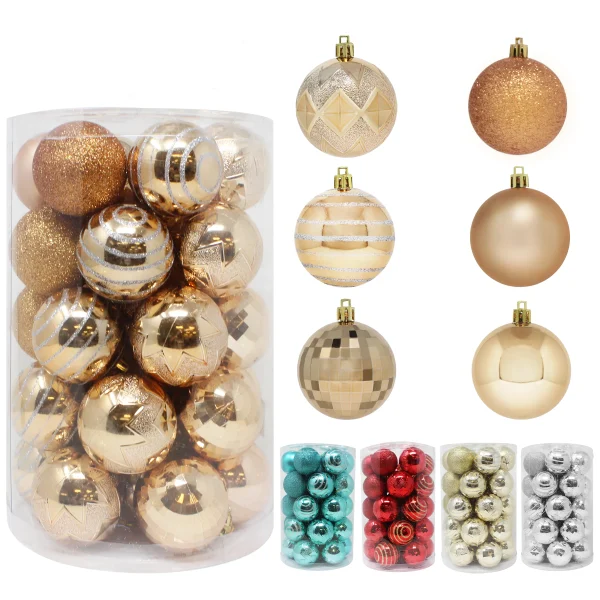 Joiedomi 34pcs Champagne Christmas Ball Ornaments 2.36in 3 Joiedomi 34pcs Champagne Christmas Ball Ornaments 2.36in