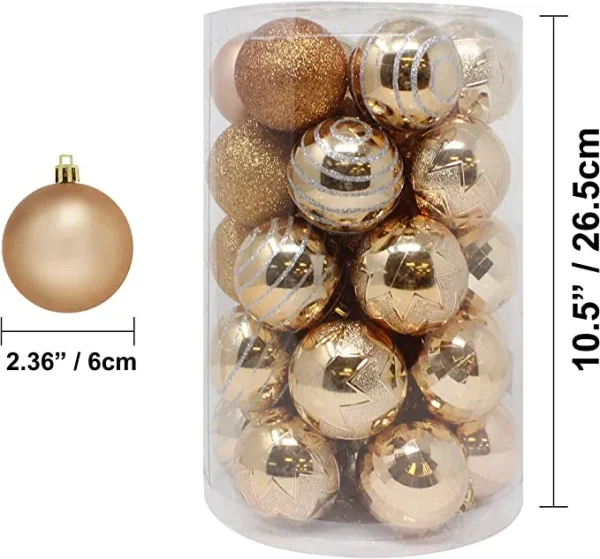 Joiedomi 34pcs Champagne Christmas Ball Ornaments 2.36in 5 Joiedomi 34pcs Champagne Christmas Ball Ornaments 2.36in - Image 3
