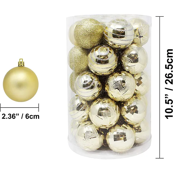 Joiedomi 34pcs Gold Christmas Ball Ornaments 5 Joiedomi 34pcs Gold Christmas Ball Ornaments - Image 3