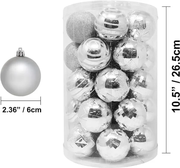 Joiedomi 34pcs Silver Christmas Ball Ornaments 5 Joiedomi 34pcs Silver Christmas Ball Ornaments - Image 3