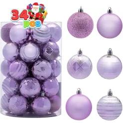 Joiedomi 34pcs Lavender Christmas Ball Ornaments 8 Joiedomi 34pcs Lavender Christmas Ball Ornaments -Christmas Ornaments Sales Store 34ct Basic Christmas Ball Ornaments 1