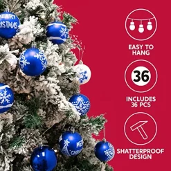 Joiedomi 36Pcs Deluxe Christmas Ball Ornaments 2.36in Blue & White -Christmas Ornaments Sales Store 36Pcs Deluxe Christmas Ball Ornaments 2.36in Blue White 2