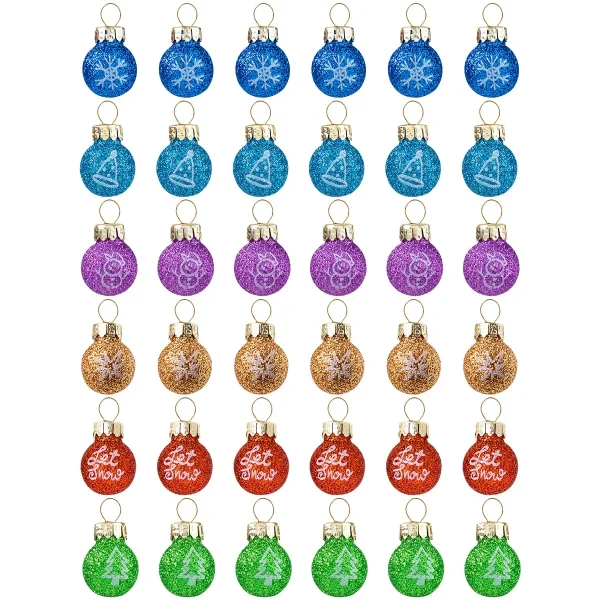 Joiedomi 36pcs Mini Glittered Glass Patterned Christmas Balls 5 Joiedomi 36pcs Mini Glittered Glass Patterned Christmas Balls - Image 3