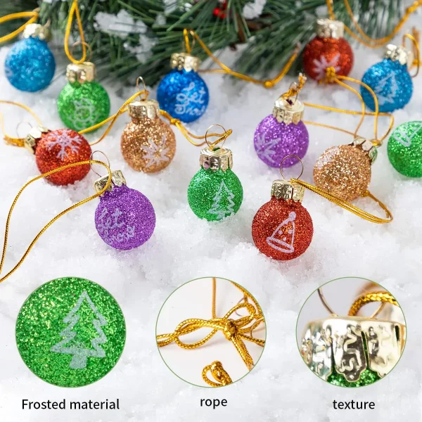 Joiedomi 36pcs Mini Glittered Glass Patterned Christmas Balls 8 Joiedomi 36pcs Mini Glittered Glass Patterned Christmas Balls - Image 6