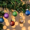 Joiedomi 36pcs Mini Glittered Glass Patterned Christmas Balls
