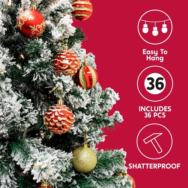 Joiedomi 36pcs Red And Gold Christmas Ball Ornaments 4 Joiedomi 36pcs Red And Gold Christmas Ball Ornaments - Image 2