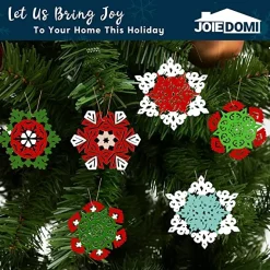 Joiedomi 36pcs Hanging Christmas Wooden Snowflake Ornament -Christmas Ornaments Sales Store 36Pcs Wooden Snowflakes Hanging Ornaments 5 1