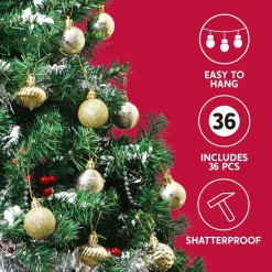 Joiedomi 36pcs Gold Christmas Ball Ornaments 1.57in -Christmas Ornaments Sales Store 36pcs Gold Christmas Ball Ornaments 1 4 600x600 1