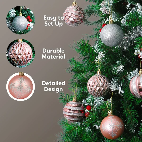 Joiedomi 36pcs Rose Gold And Silver Christmas Ball Ornaments 6 Joiedomi 36pcs Rose Gold And Silver Christmas Ball Ornaments - Image 4