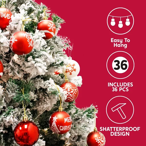 Joiedomi 36pcs Shatterproof Red And White Christmas Ball Ornaments 4 Joiedomi 36pcs Shatterproof Red And White Christmas Ball Ornaments - Image 2