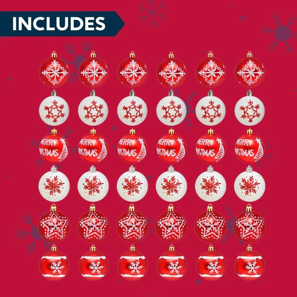 Joiedomi 36pcs Shatterproof Red And White Christmas Ball Ornaments 8 Joiedomi 36pcs Shatterproof Red And White Christmas Ball Ornaments - Image 6